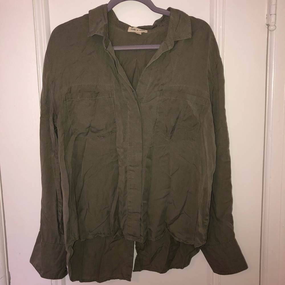 Greenish tan long sleeve button down